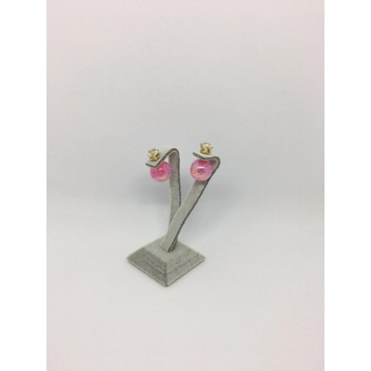 Pembe Top Küpe